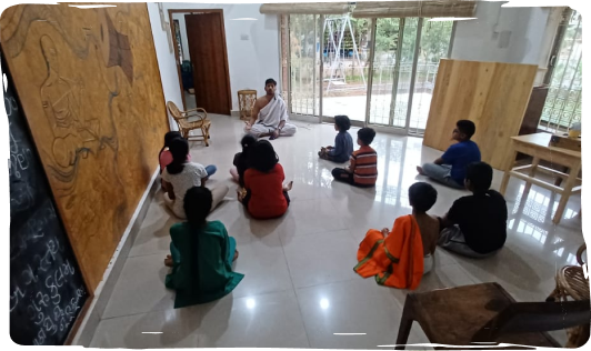 Veda class students with their teacher