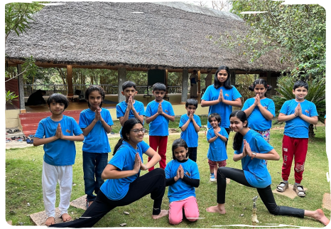 image shows the pose of Namastae