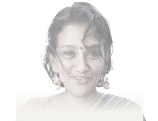 Black and white picture of Ms. Vijaya Viswanathan